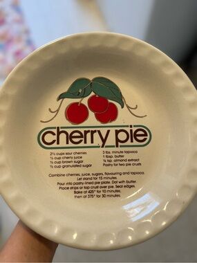Cherry Pie Vintage Plate with Red Cherry Graphics